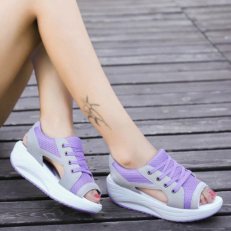 Levoire | Sandales Orthopédique Muffin À Découpe Et À Lacets Lilas