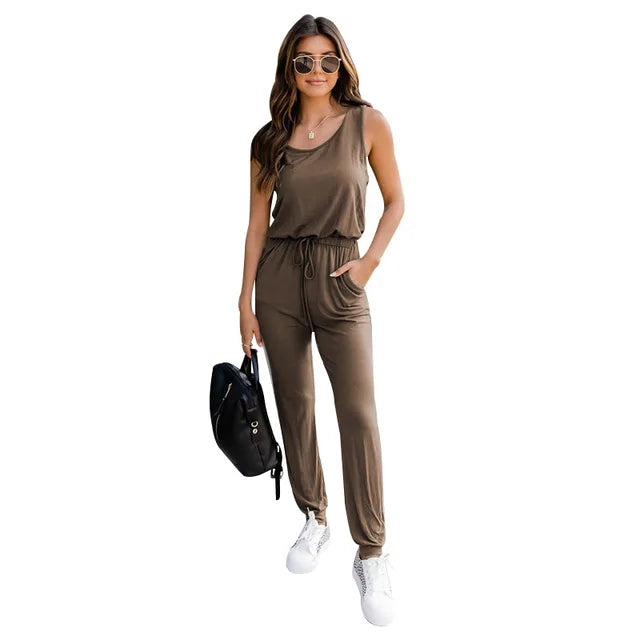 Levoire | Combinaison Decontractee Sans Manches Et Confortable Femmes Khaki