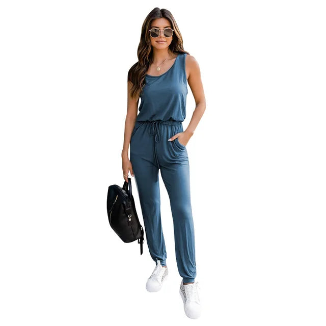 Levoire | Combinaison Decontractee Sans Manches Et Confortable Femmes Bleu