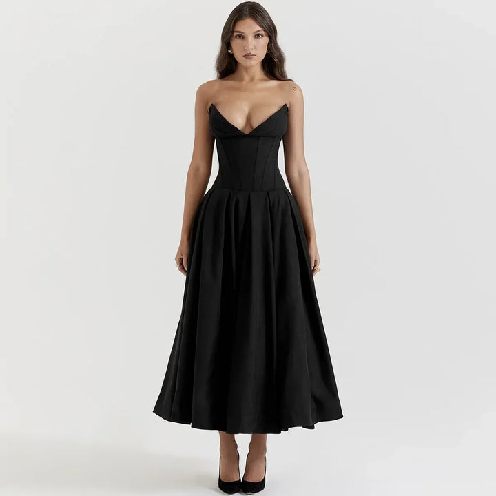 Levoire | Robe Longue Style Corset À Épaules Dénudées Noir