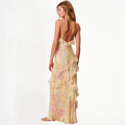 Levoire | Robe À Fleurs Pour Femmes Avec Volants Et Décolleté En V