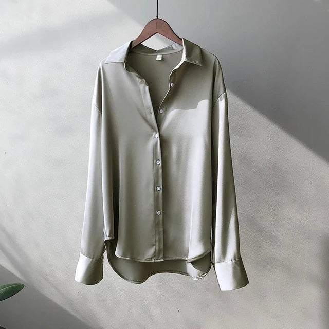 Levoire | Blouse En Satin Décontractée Et Loose Gris