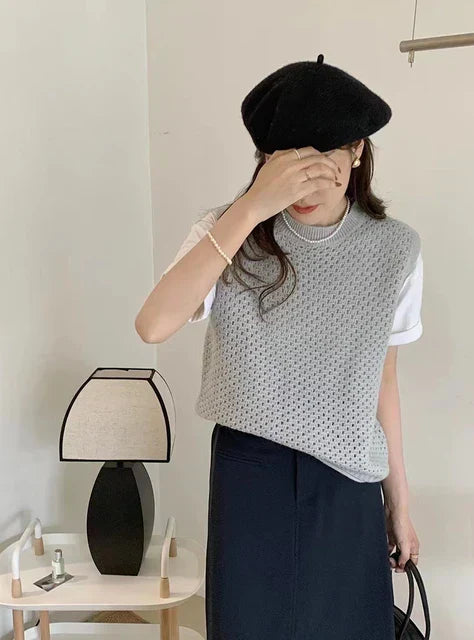 Levoire | Pull En Tricot Sans Manches Pour Femmes Gris