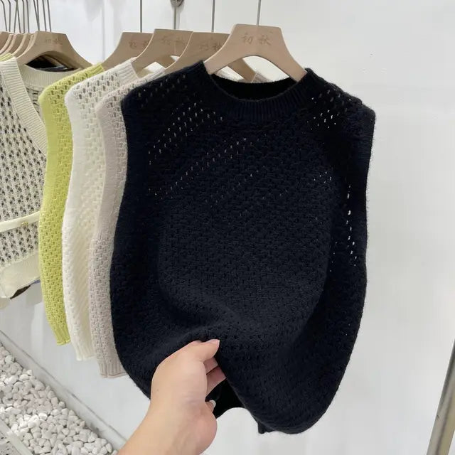 Levoire | Pull À Col Rond Sans Manches Noir