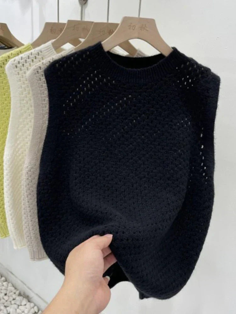 Levoire | Pull En Tricot Sans Manches Pour Femmes Noir