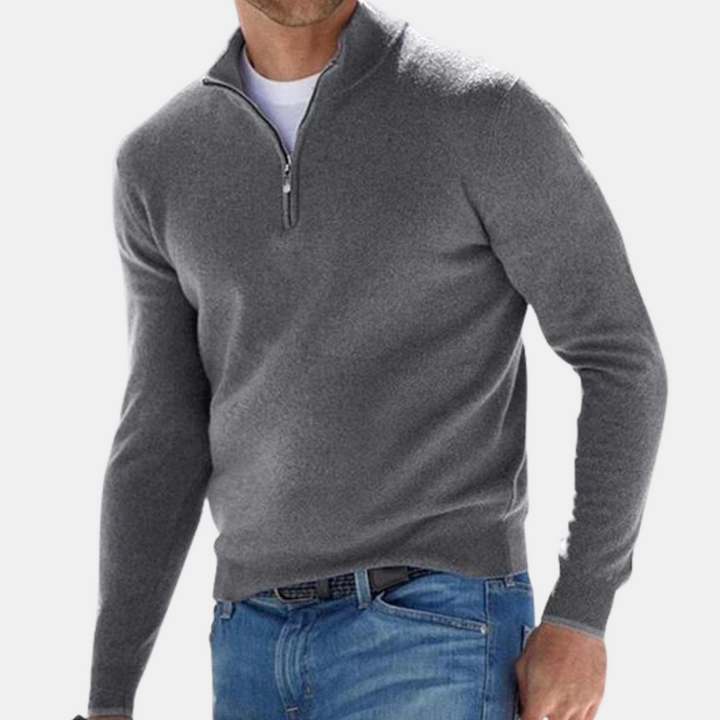 Levoire | Demi-Zip Doublé Manche Longue Pull Vêtements Masculins Gris