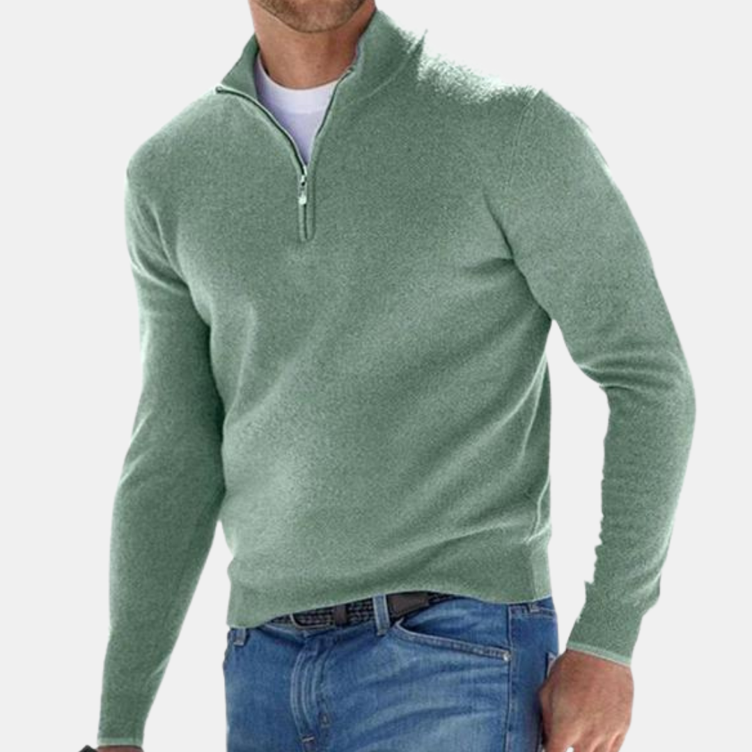 Levoire | Demi-Zip Doublé Manche Longue Pull Vêtements Masculins Vert