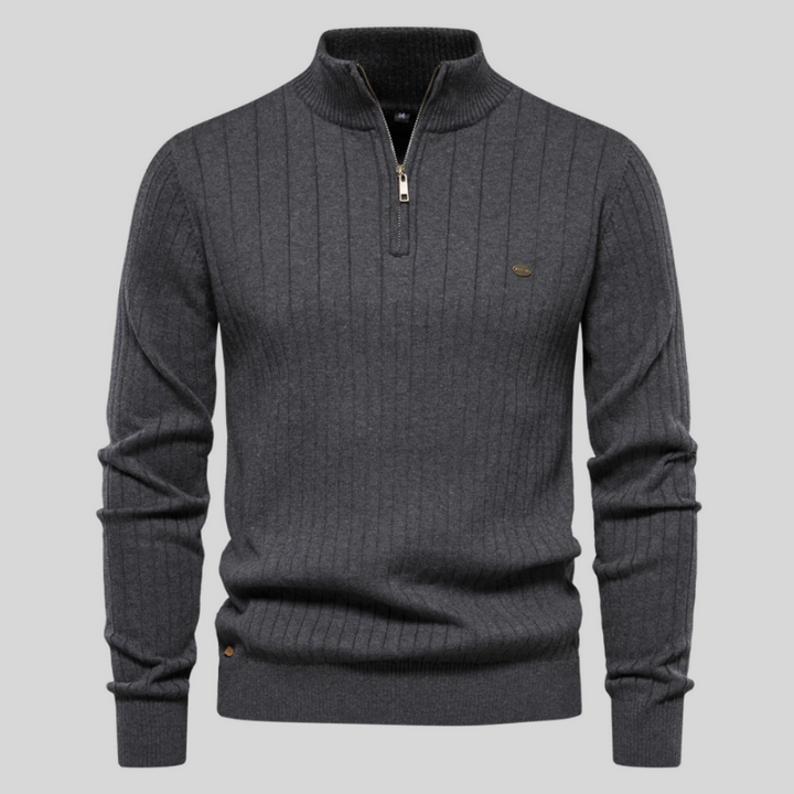 Levoire | Demi-Zip Col Montant Pull En Maille Pull Pour Hommes Gris