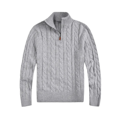 Levoire | Demi-Zip Tricot À Cable Pull À Manches Longues Avec Zip Quater Pour Hommes