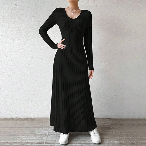 Levoire | Robe Maxi Élégante À Rayures Avec Manches Longues