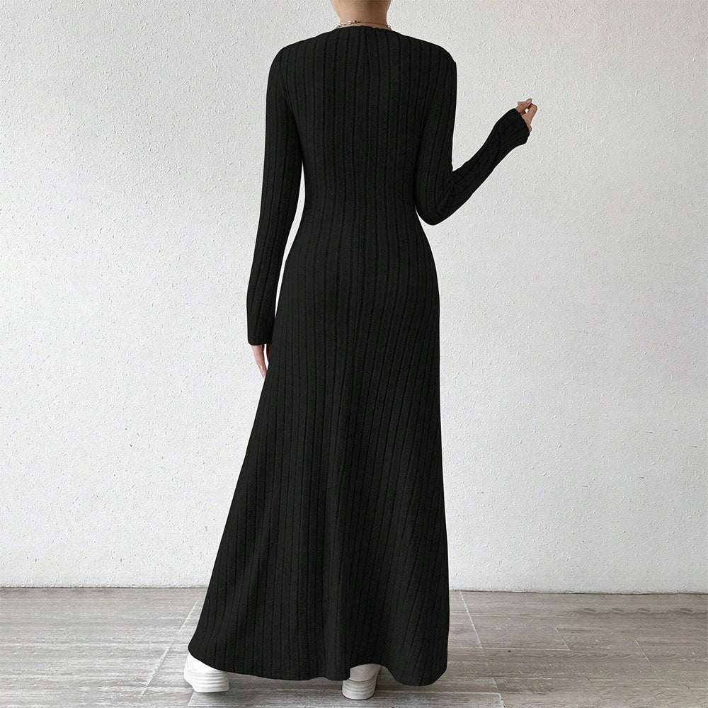 Levoire | Robe Maxi Élégante À Rayures Avec Manches Longues