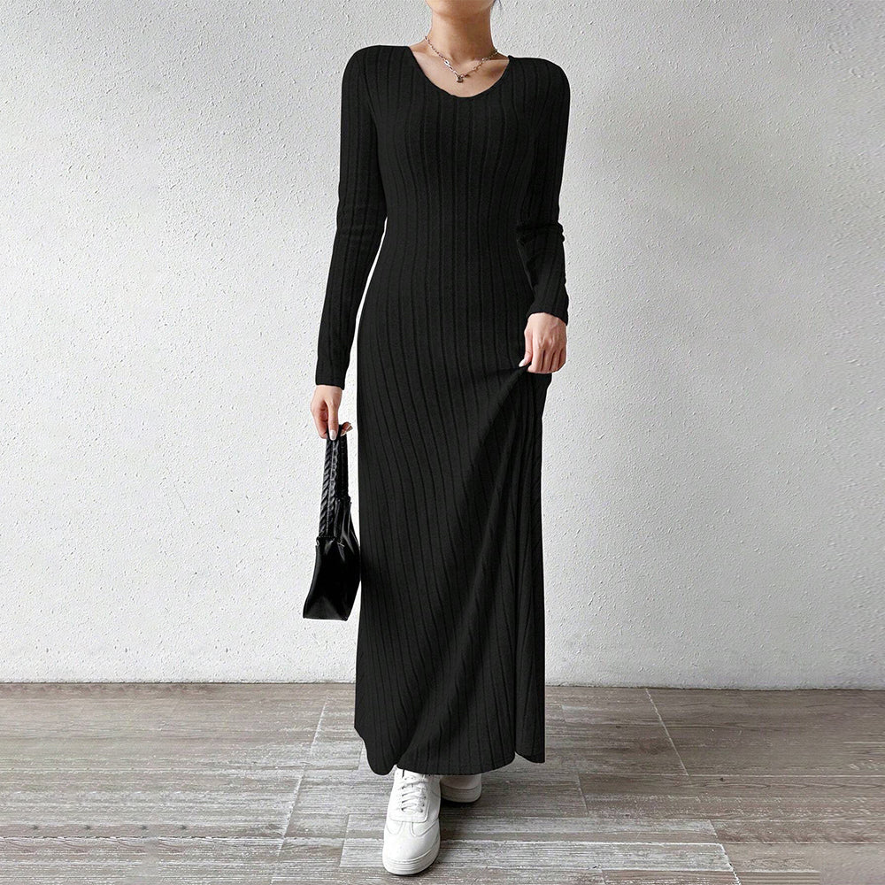 Levoire | Robe Maxi Élégante À Rayures Avec Manches Longues