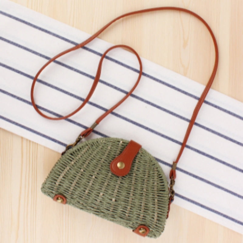 Levoire | Vintage En Paille Demi-Ronde Vert Armée