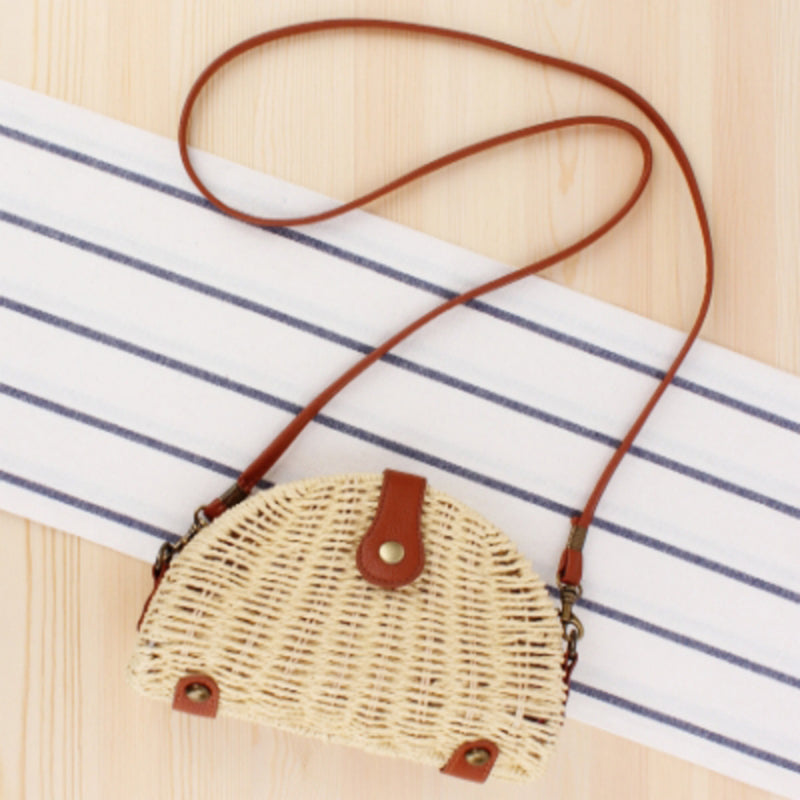 Levoire | Sac En Paille Demi-Ronde Beige