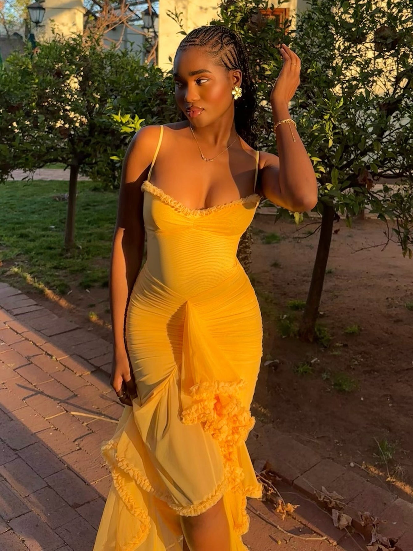 Levoire | Robe maxi à bretelles spaghetti froncée