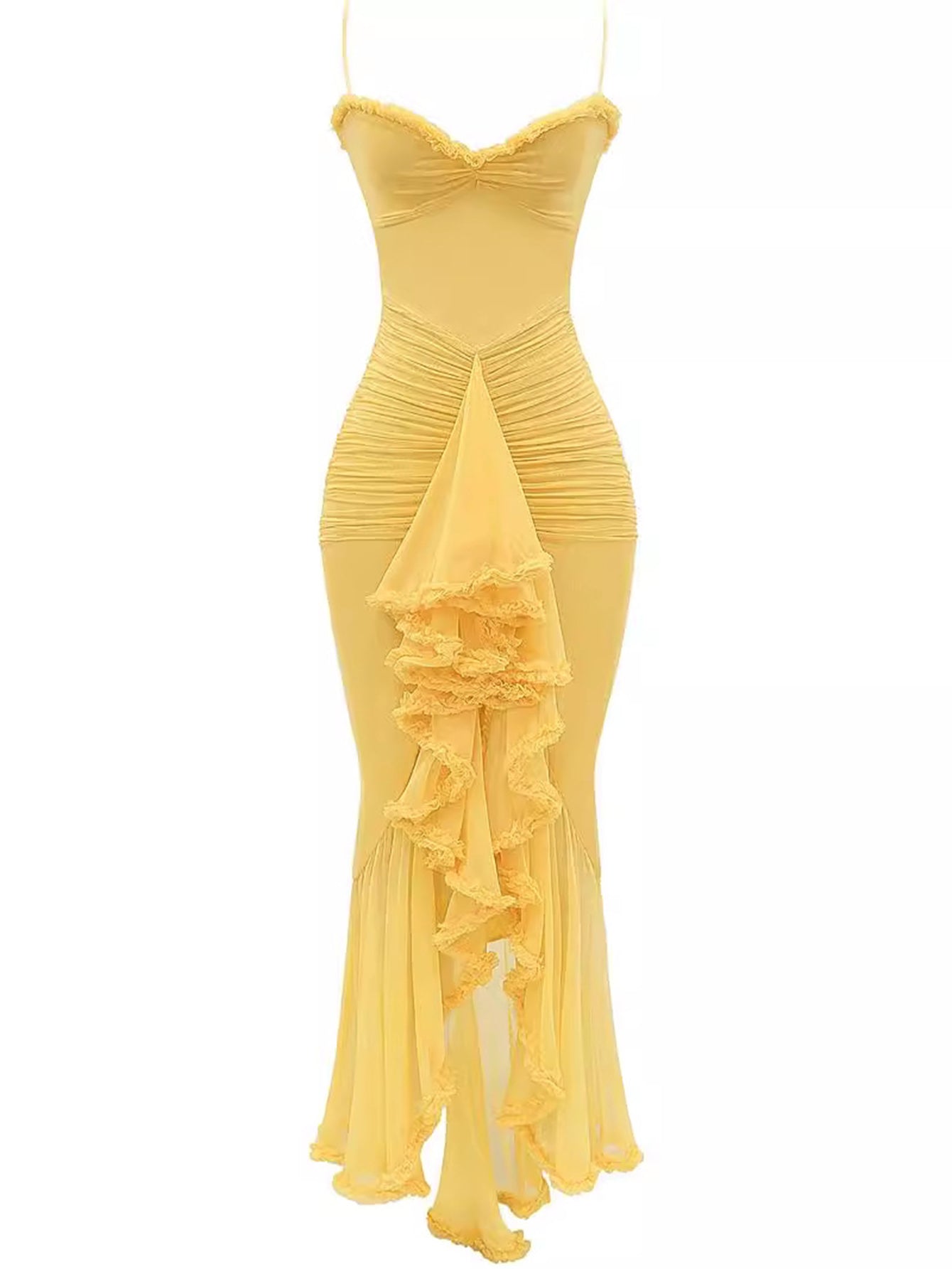 Levoire | Robe maxi à bretelles spaghetti froncée