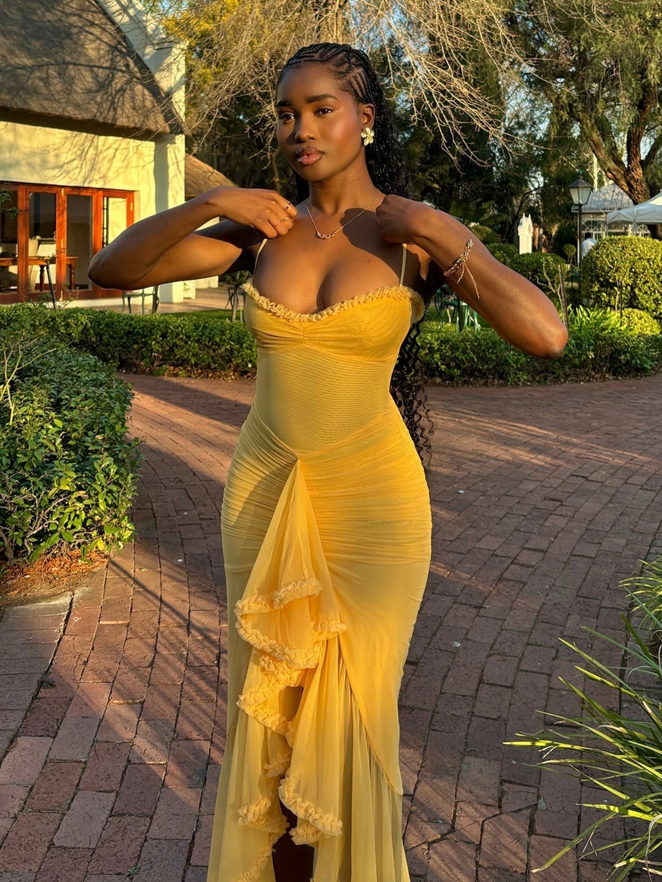 Levoire | Robe maxi à bretelles spaghetti froncée