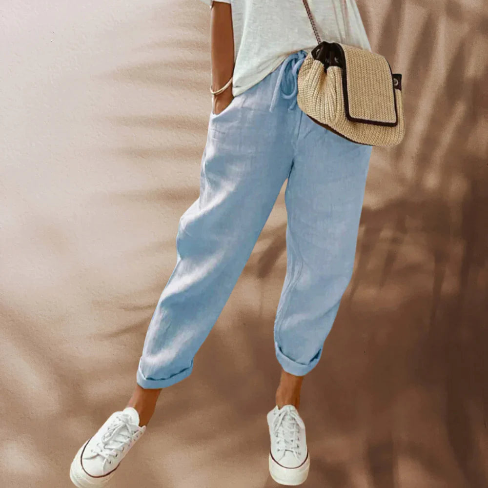 Levoire | Un Pantalon En Lin Élégant Bleu