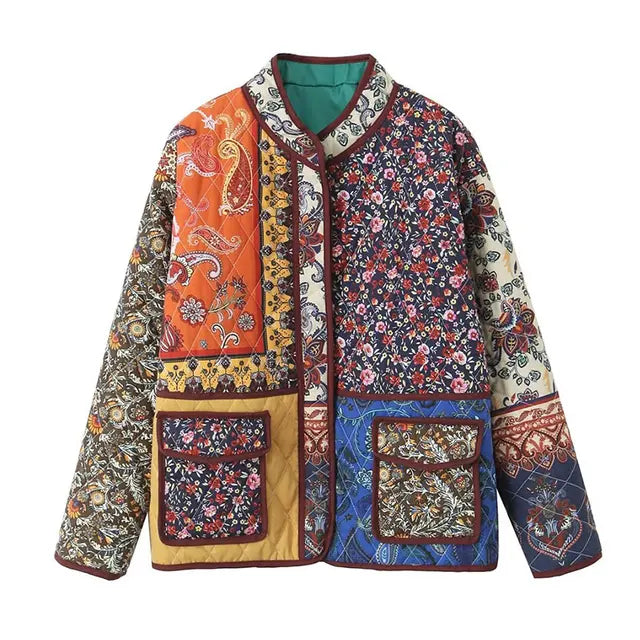 Levoire | Manteau Avec Motif Floral Et Poches En Patchwork Multicolore