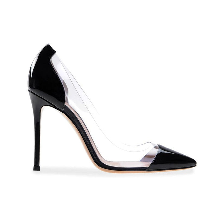 Levoire | chaussures à talons avec pointes aigües et panneau latéral transparent NOIR