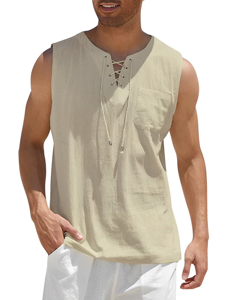 Levoire | Débardeur Sans Manches Chemise D'Été, Coupe Décontractée Pour Hommes Khaki