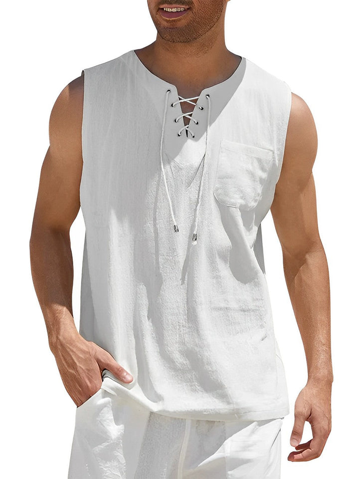 Levoire | Débardeur Sans Manches Chemise D'Été, Coupe Décontractée Pour Hommes Blanc