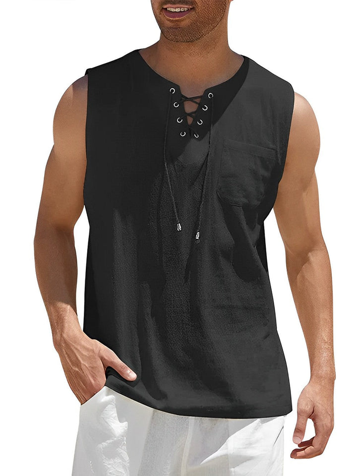 Levoire | Débardeur Sans Manches Chemise D'Été, Coupe Décontractée Pour Hommes Noir