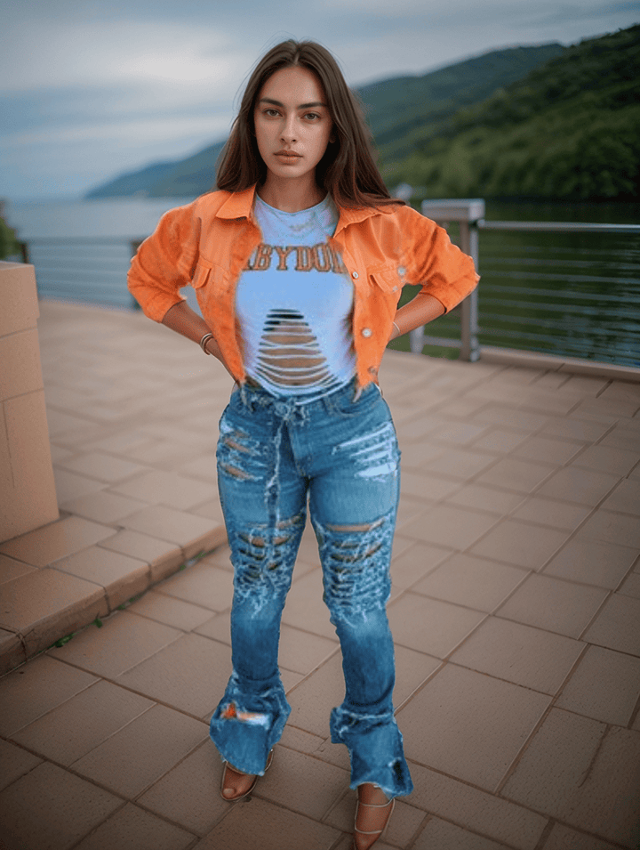 Levoire | Jeans Pour Femmes Mode Urbaine Élégance Détente Orange