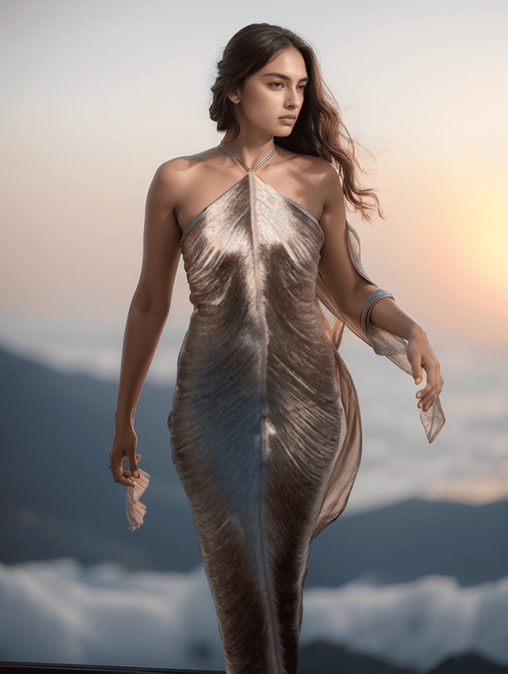 Levoire | Glamour Dîner Robe Avec Des Cils Et Une Fente Audacieuse Pour Un Impact Énorme Argent