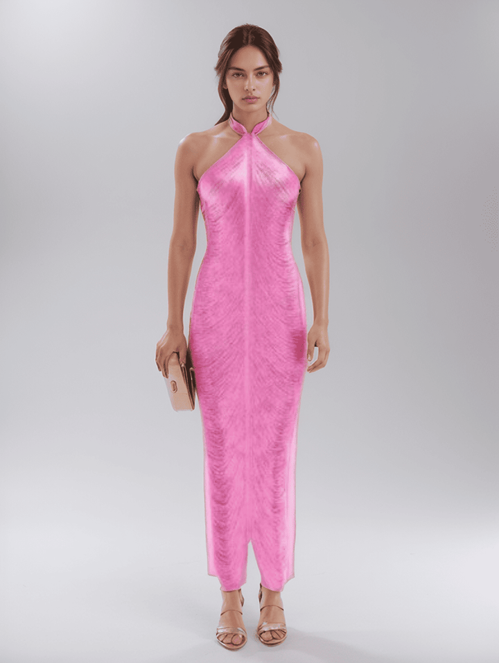 Levoire | Glamour Dîner Robe Avec Des Cils Et Une Fente Audacieuse Pour Un Impact Énorme Rosa