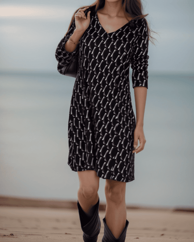Levoire | Robe Élégante À Col En V Avec Impression De Diamant