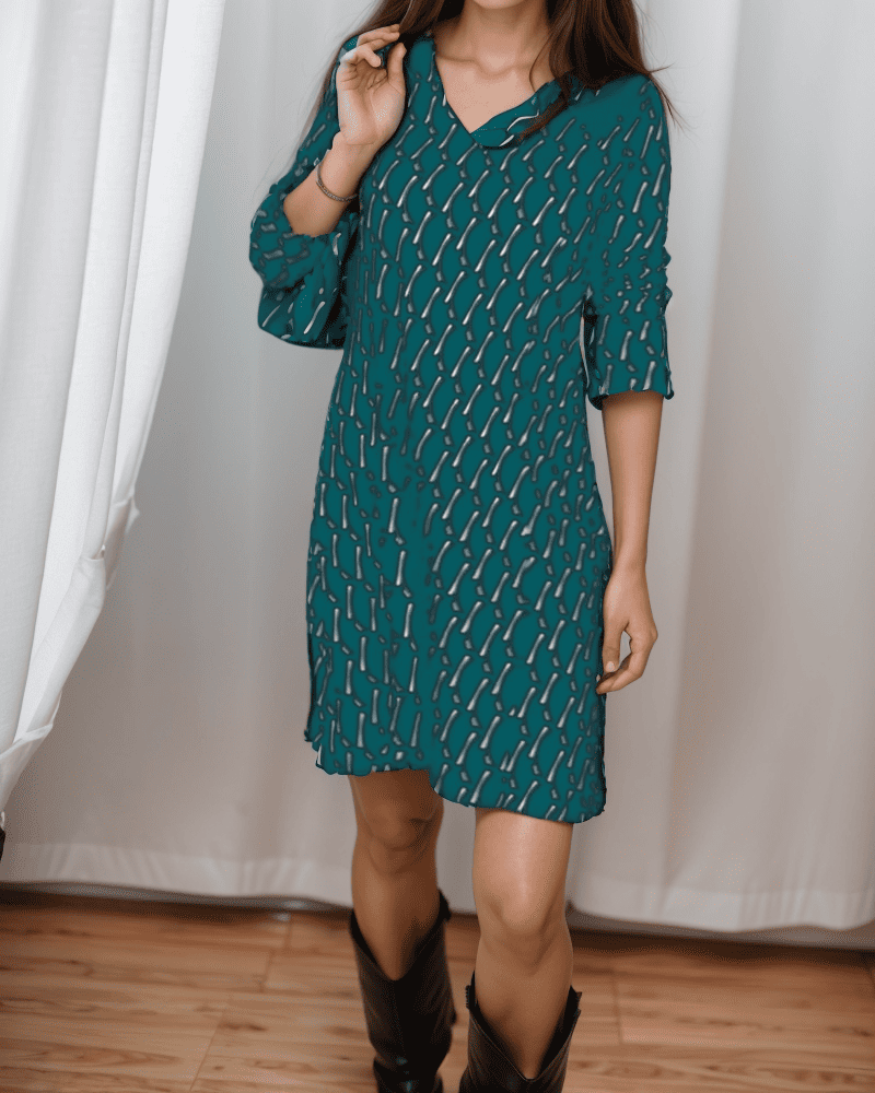 Levoire | Robe Élégante À Col En V Avec Impression De Diamant Vert