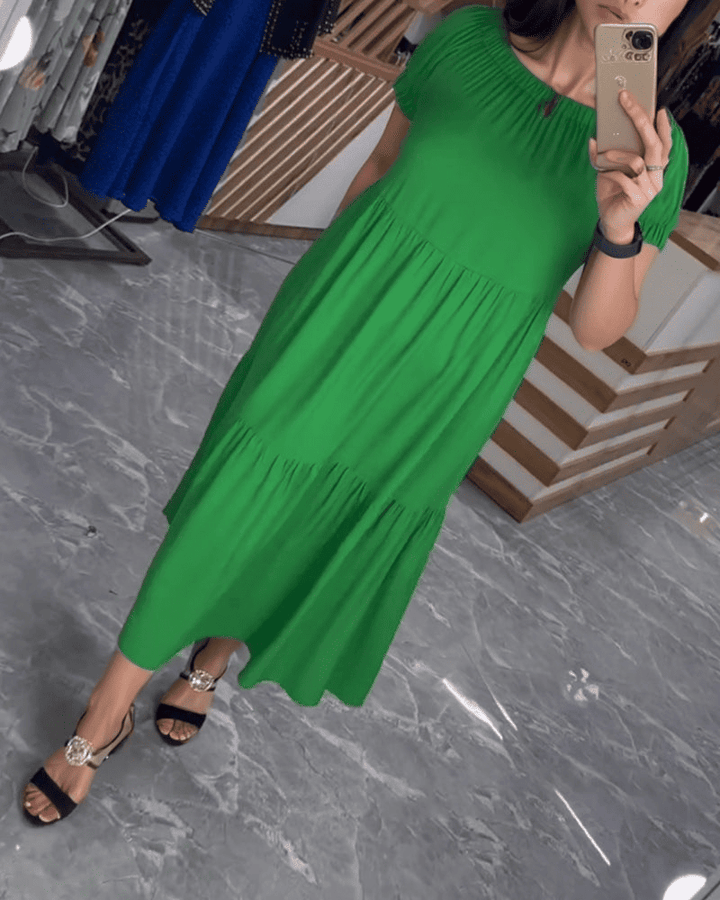 Levoire | Uni-Colore Col Rond Et Manches Courtes Vert