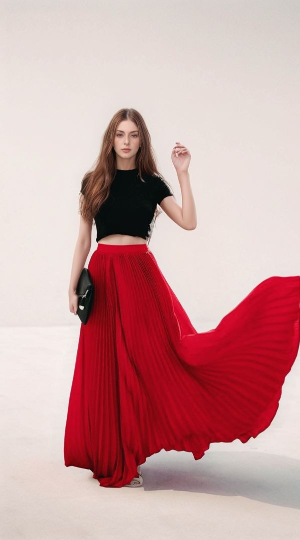 Levoire | Midi Jupe Longue Et Ample Rot