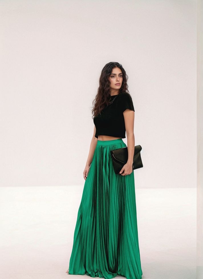 Levoire | Midi Jupe Longue Et Ample Vert