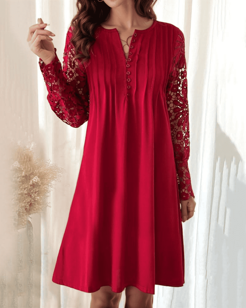 Levoire | Élégante Chemise Plissée En Satin À Manches Longues Rot