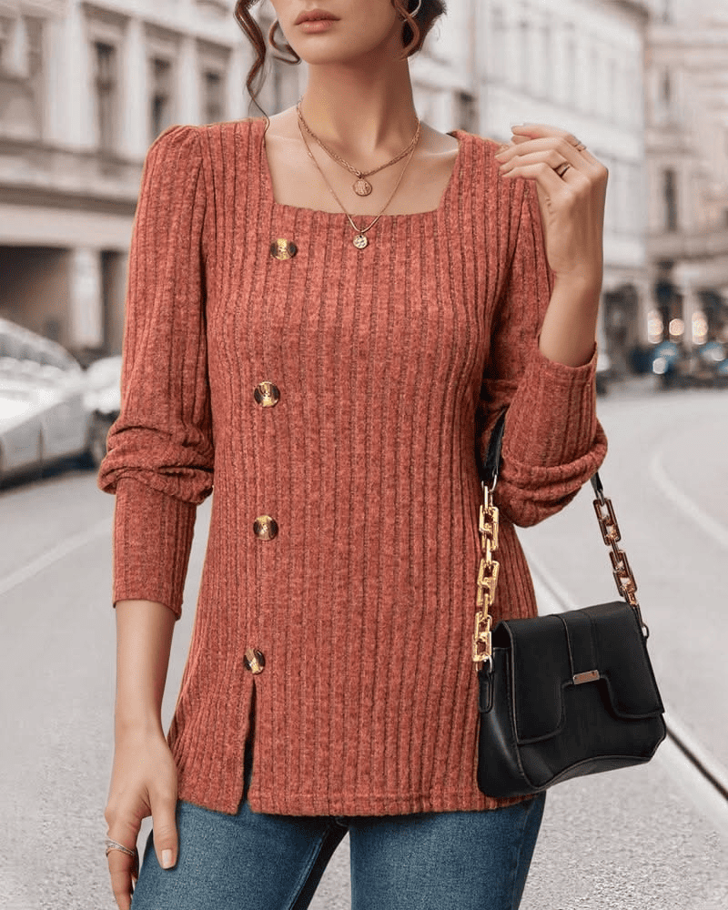Levoire | Une Blouse À Encolure Carrée Et Bouton Rosa