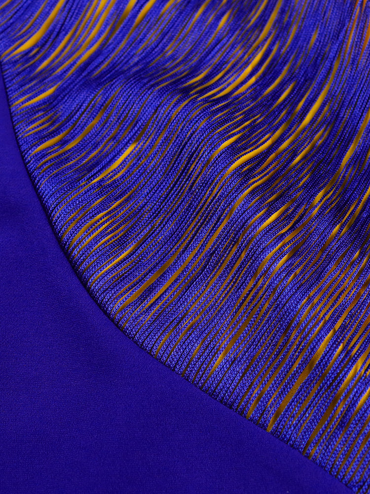 Levoire | Jaune Bleu Robe À Manches Courtes Pompom