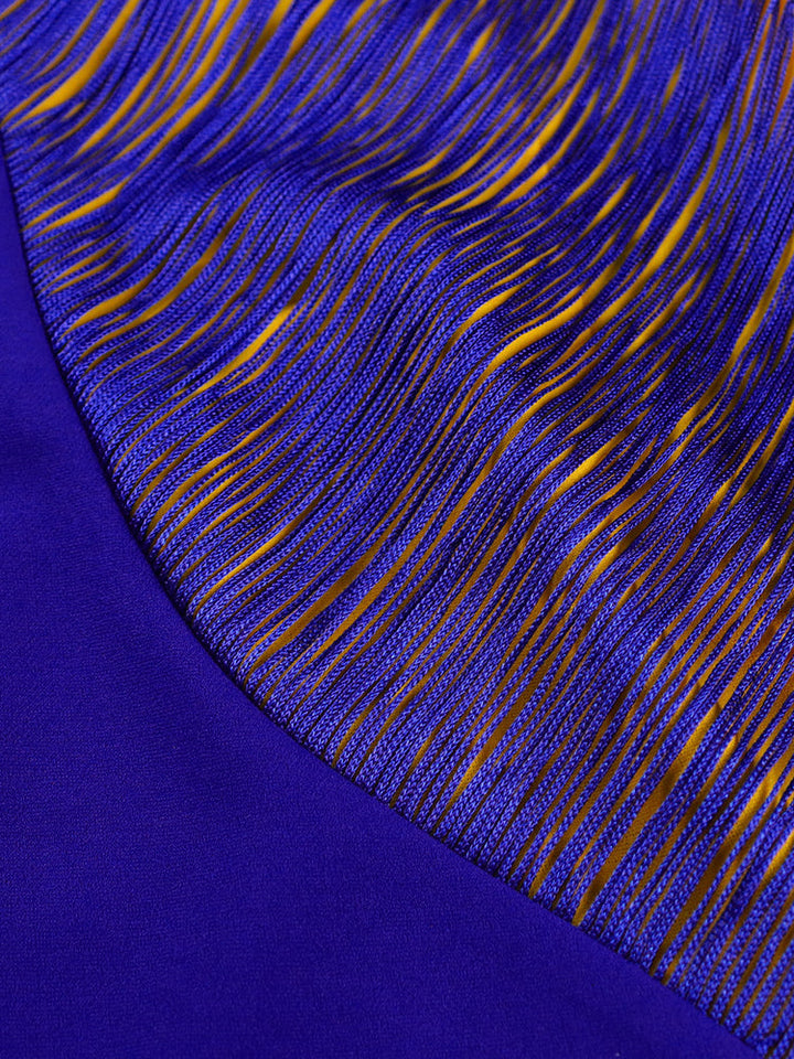 Levoire | Jaune Bleu Robe À Manches Courtes Pompom