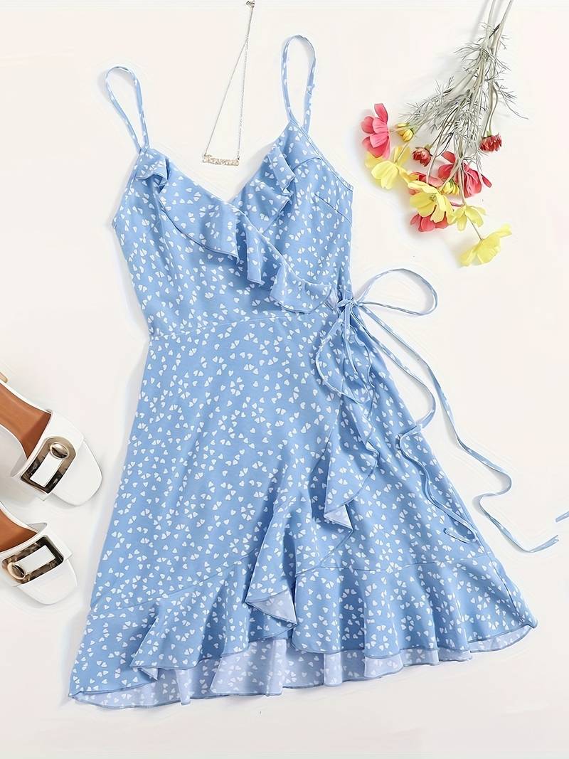 Levoire | Robe Cami À Volants Avec Lacet Bleu ciel