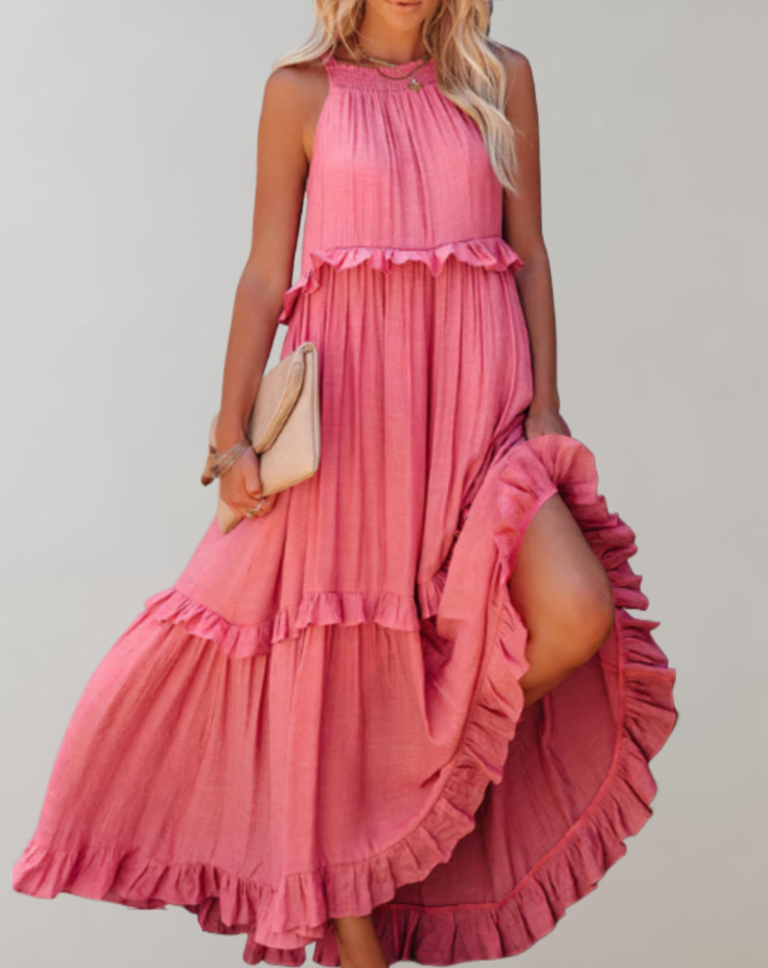 Levoire | Robe Maxi Pour Femmes Tissu Léger Et Fluide Rosa
