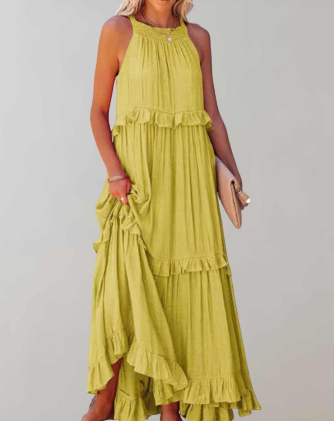 Levoire | Robe Maxi Pour Femmes Tissu Léger Et Fluide Jaune