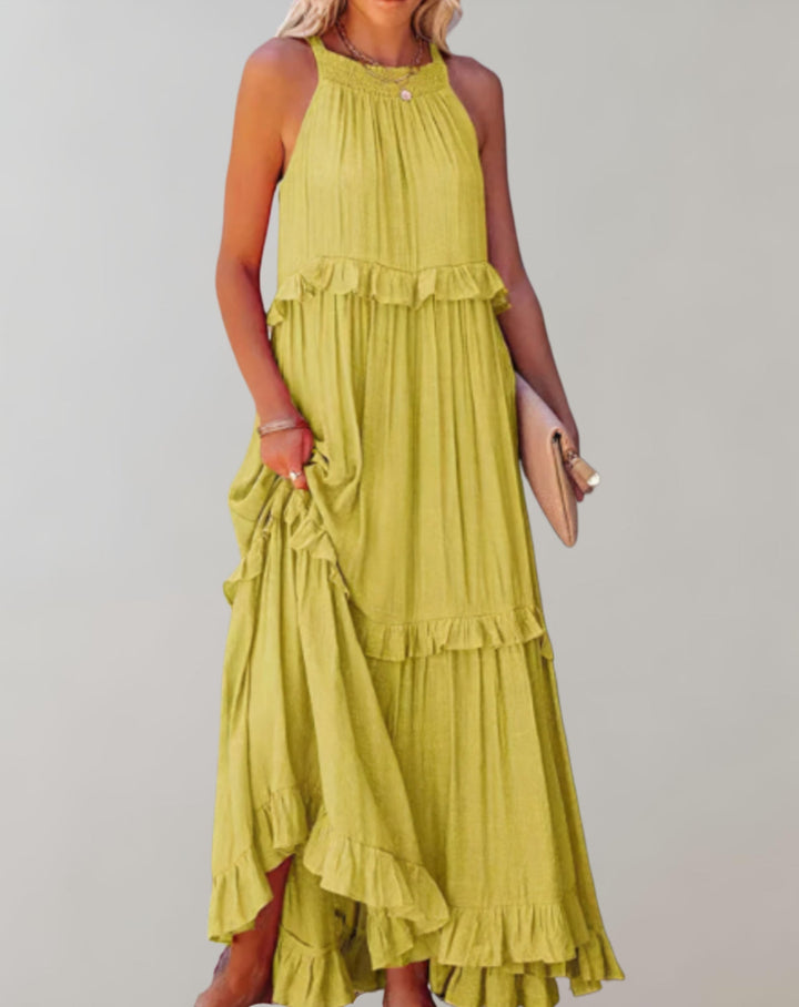 Levoire | Robe Maxi Pour Femmes Tissu Léger Et Fluide Jaune