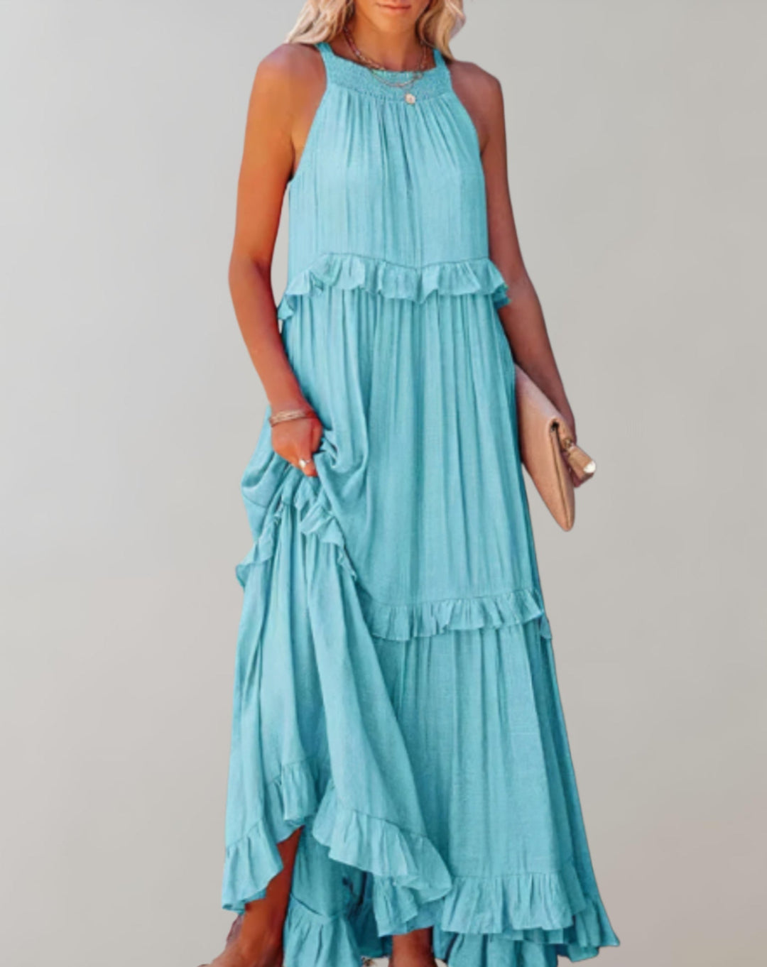Levoire | Robe Maxi Pour Femmes Tissu Léger Et Fluide Bleu clair
