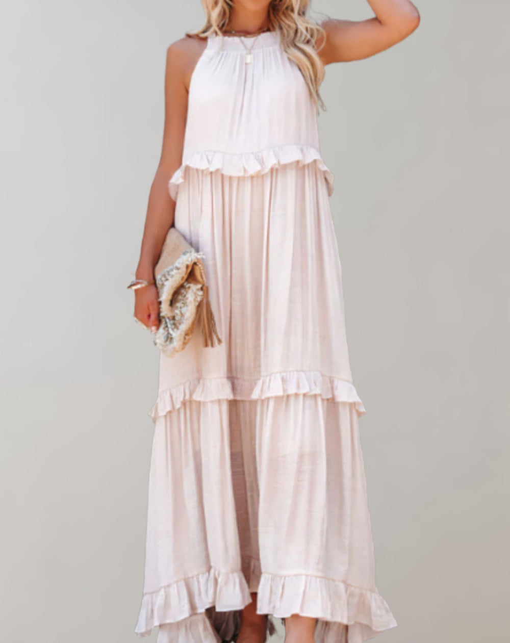 Levoire | Robe Maxi Pour Femmes Tissu Léger Et Fluide Beige