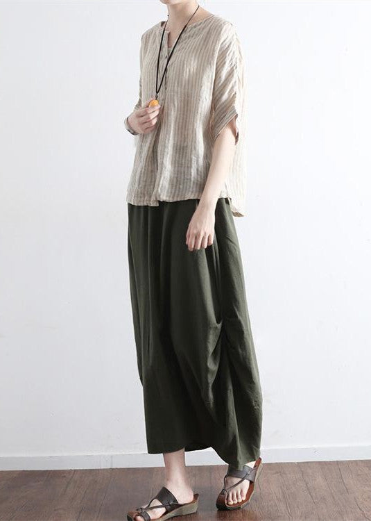 Levoire | Jupe Maxi Longue Verte Simple En Lin Avec Poches