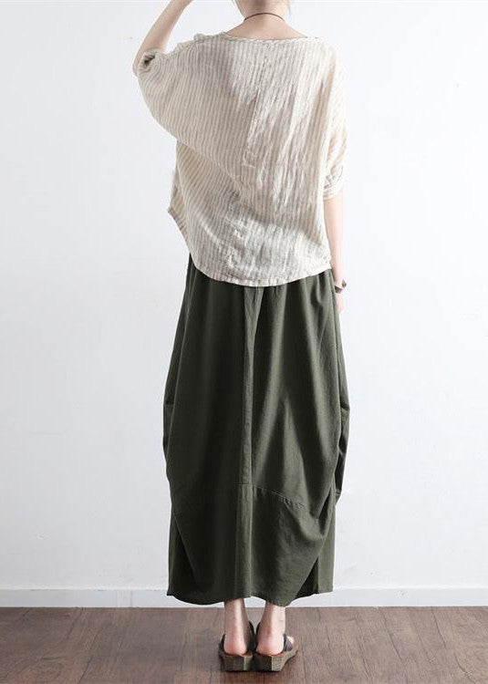 Levoire | Jupe Maxi Longue Verte Simple En Lin Avec Poches