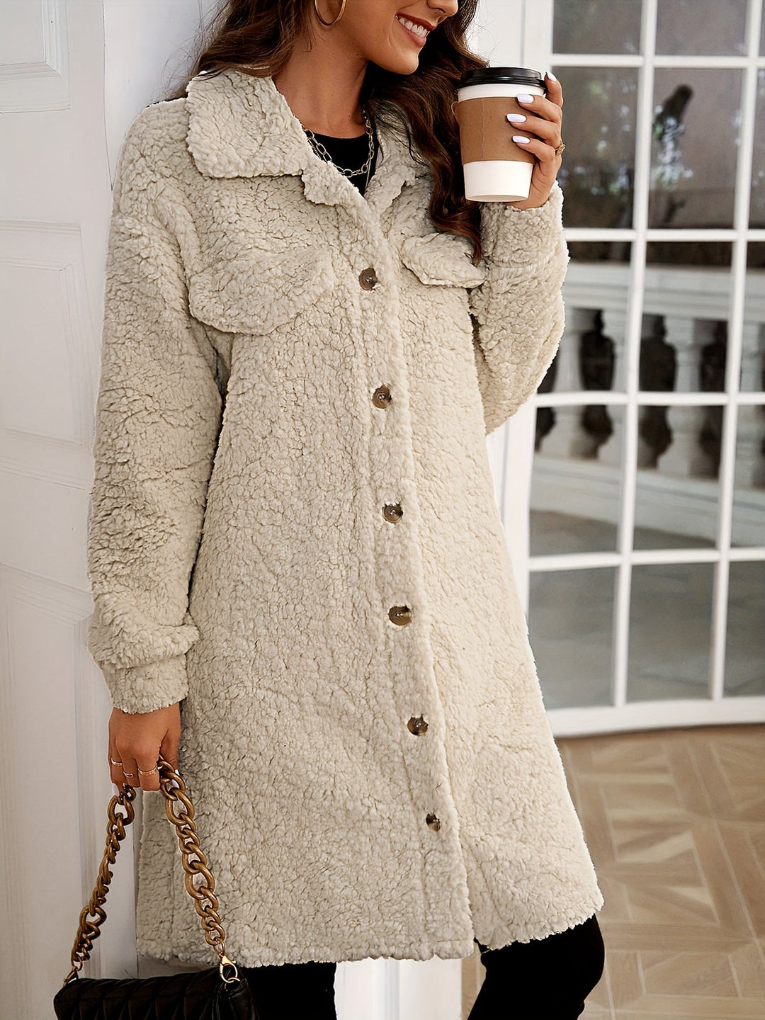 Levoire | Long Single-Breasted Faux Fur Jacket Women'S Jacket