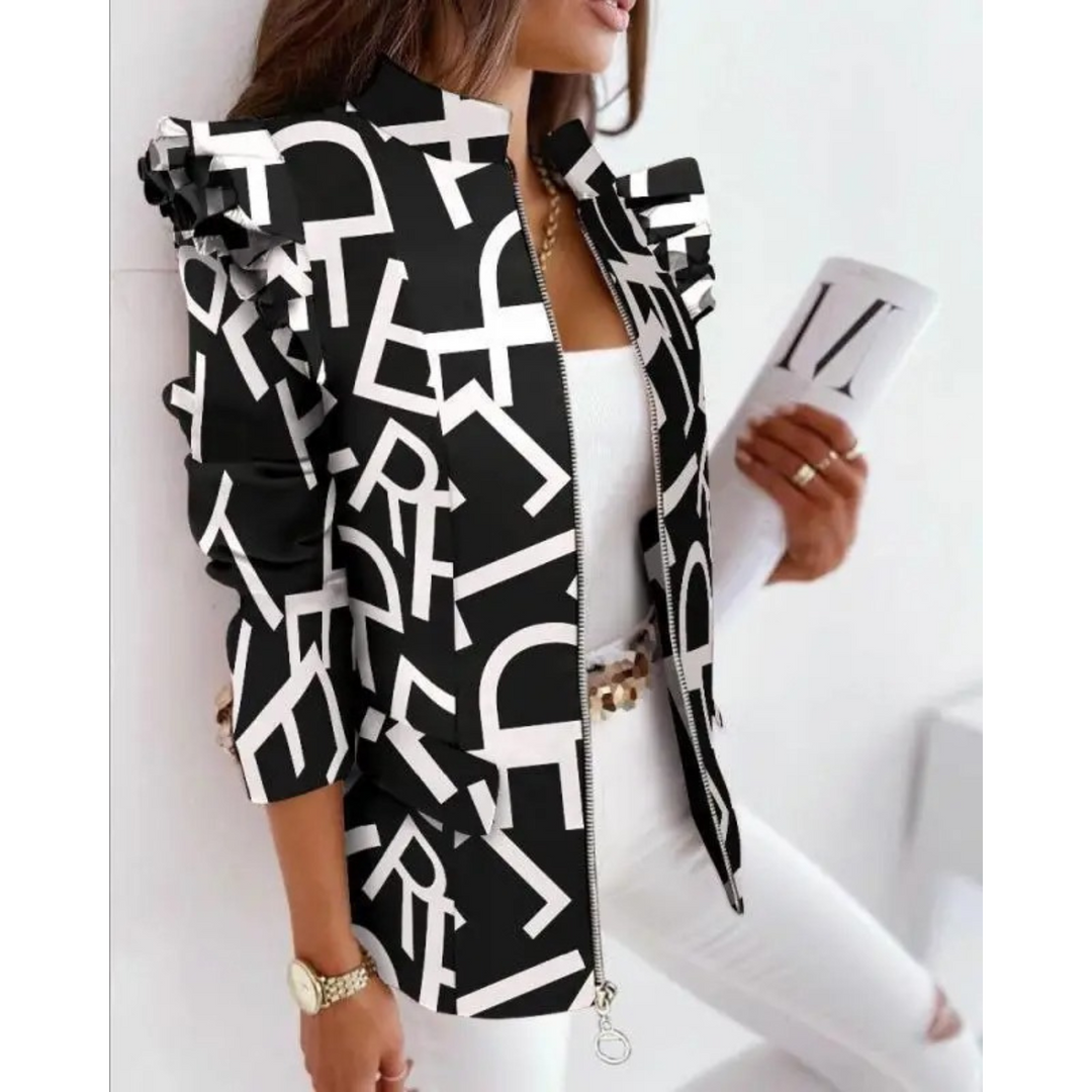 Levoire | Blazer Pour Femmes À Rayures Noir-blanc