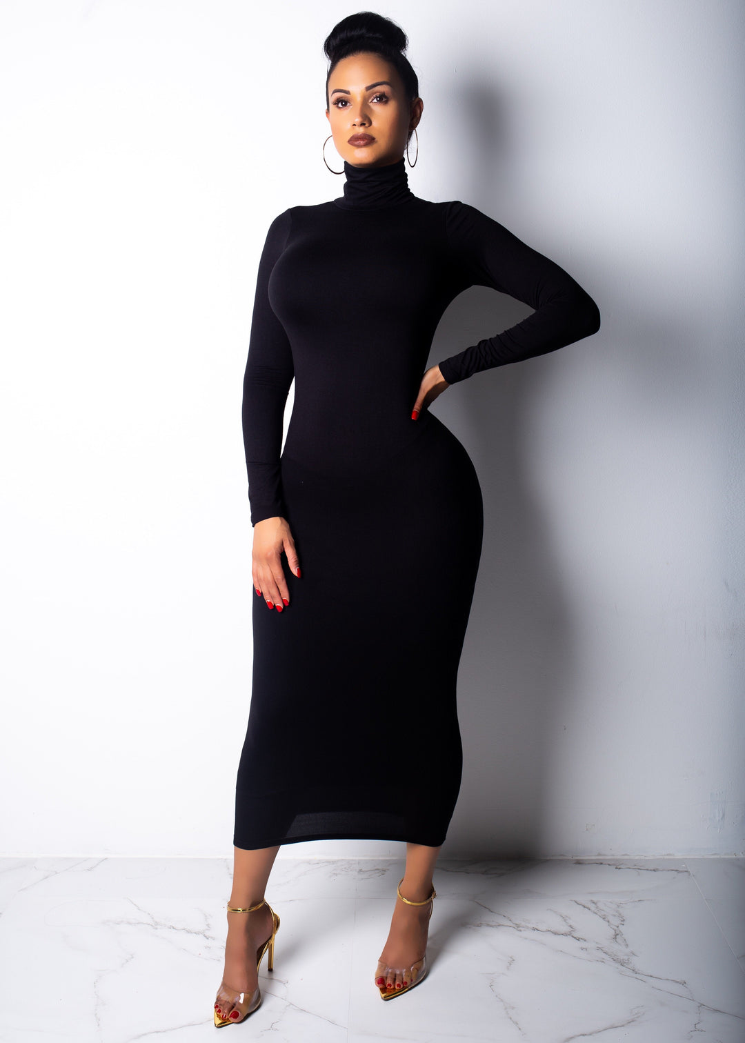 Levoire | Robe Maxi Ajustée Élégante Avec Col Montant